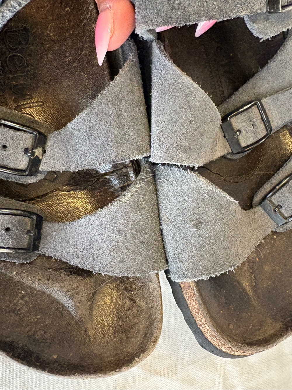 Betula Gray Florida Triple strap Birk sandals 38 - Picture 4 of 7